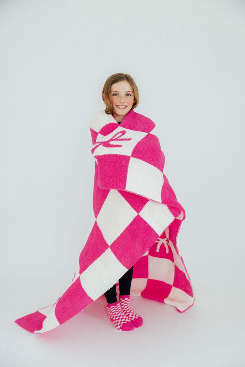 bright-pink-checker-bow-cozy-blanket Mila & Rose - Sophia's Style-2